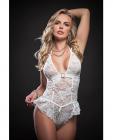 Flared Lace Teddy W/snap Crotch White O/s Sex Toy Product