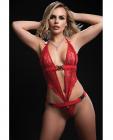 Open Halter Teddy W/heart Clasp Red O/s Sex Toy Product