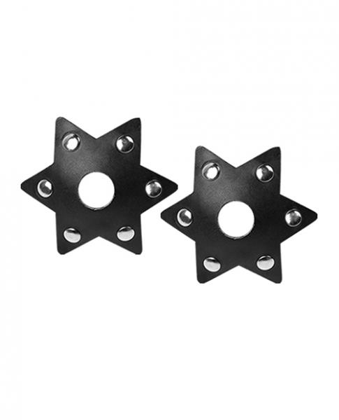 Nipplicious Starstruck  Leather Pasties W/studs & Nipple Hole - Black Sex Toy Product
