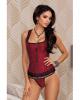Brocade Racerback Corset Zipper Front Boning & G-String Red 36  Sex Toy Product Image 1