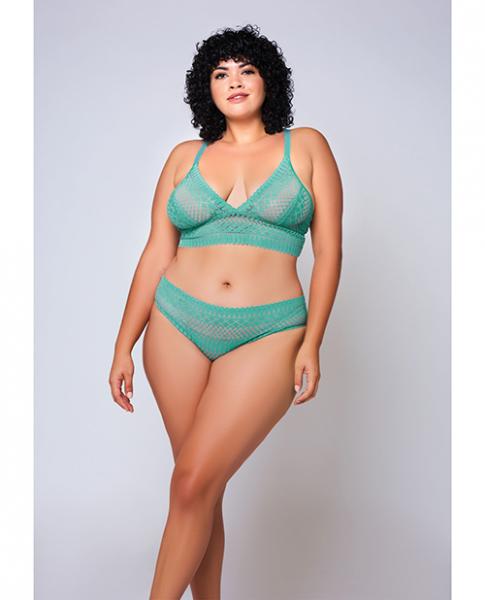 Geometric Lace Bralette & Hipster Teal 3x Sex Toy Product