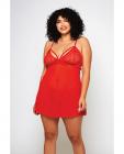 Galloon Lace & Fine Mesh Babydoll & G-string Red 2x Sex Toy Product