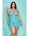 Riley Eyelash Lace Soft Cup Babydoll & Panty Teal 2x Sex Toy Product
