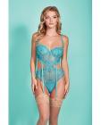 Riley Eyelash Lace Teddy W/side Cutouts Teal Md Sex Toy Product