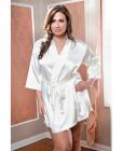Satin 3/4 Sleeve Robe Matching Sash White 1X/2X Sex Toy Product