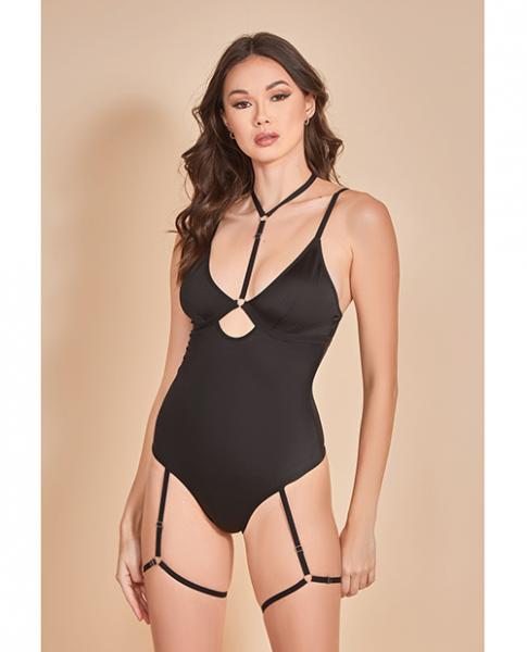 Strapped Up Garter Teddy W/choker Black Sm Sex Toy Product