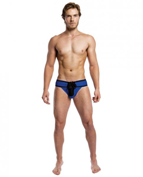 Footballer Lace Up Jock Strap Royal Black XL Sex Toy Product
