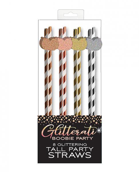Glitterati Boobie Party Tall Straws - Pack Of 8 Sex Toy Product