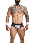 Male Basics Mob Maitre D Brief, Bow & French Cuffs Black/white Sm Sex Toy Product