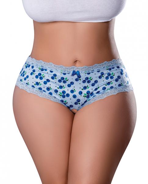 Sweet Treats Crotchless Boy Short W/wicked Sensual Care Blueberry Lube - Blue Qn Sex Toy Product