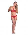 Risqué Business Cupless Bra & Crotchless Panty Red L/xl Sex Toy Product