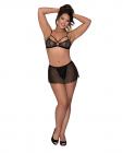 Girl Next Door Strappy Bralette W/flirty Thong Skirt Black L/xl Sex Toy Product