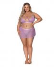 Girl Next Door Strappy Bralette W/flirty Thong Skirt Lilac 2xl Sex Toy Product