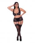 Ooh La Lace Bralette, Garter Skirt & G-string Black Qn Sex Toy Product