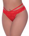Ooh La Lace Peek-a-boo Cheeky Panty Red Qn Sex Toy Product