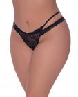 Ooh La Lace Cross Strap Split Crotch Tanga Panty Black Qn Sex Toy Product