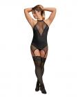 Sexy Time Fiona Halter Merry Widow Teddy W/split Crotch Black L/xl Sex Toy Product