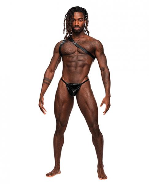 Zodiac Pu Leather Shoulder Harness Black O/s Sex Toy Product