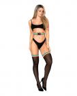 Mesh Thigh High Stockings W/rainbow Elastic Top Black O/s Sex Toy Product
