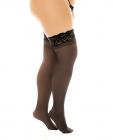 Sheer Thigh High W/stay Up Silicone Lace Top Black Qn Sex Toy Product