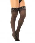Sheer Thigh High W/stay Up Silicone Lace Top Black O/s Sex Toy Product