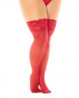 Sheer Thigh High W/stay Up Silicone Lace Top Red Qn Sex Toy Product