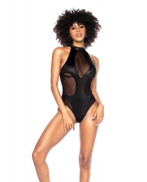 Mesh & Wet Look Halter Bodysuit Black L/xl Sex Toy Product