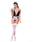 3 Pc French Maid Bodysuit, Apron & Head Piece Black/white M/l Sex Toy Product