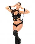 1 Pc Cat Girl Bodysuit W/attached Wrist Straps Black L/xl Sex Toy Product