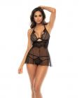 Lace Long Line Underwire Bra W/removable Skirt & Thong Panty Black S/m Sex Toy Product