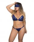 Lace Top, Thong, Eye Mask & Lace Cuff Royal Blue 1x/2x Sex Toy Product