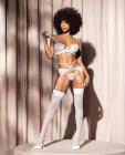 Floral Lace Bra, Garter Belt & Open Back Panty White L/xl Sex Toy Product