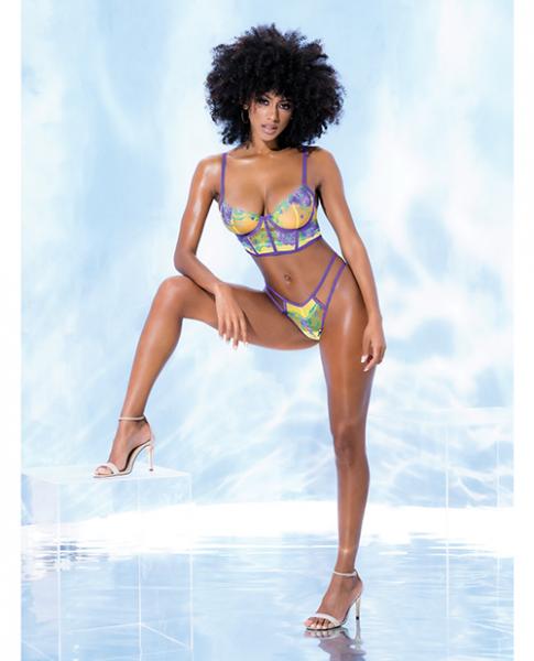 Embroidered Bralette & Strappy Panty Tuscany Yellow S/m Sex Toy Product