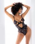 Embroidered Peek A Boo Bodysuit Black S/m Sex Toy Product