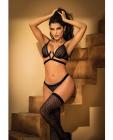 Diamond Mesh Underwire Bra & Thong Black L/xl Sex Toy Product