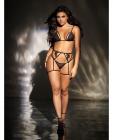 Mesh Top W/adjustable Coverage, Garter Belt & Thong Black S/m Sex Toy Product