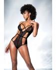 Mesh Cut Out Strappy Bodysuit Black L/xl Sex Toy Product