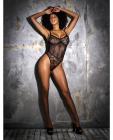 Floral Lace & Mesh Underwire Bodysuit W/lace Up Back Black Lg Sex Toy Product