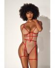 Underwire Bodysuit W/cut Out Heart Back Nude/red L/xl Sex Toy Product