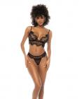 Lace Bralette & Thong Panty W/lace Up Back Black S/m Sex Toy Product