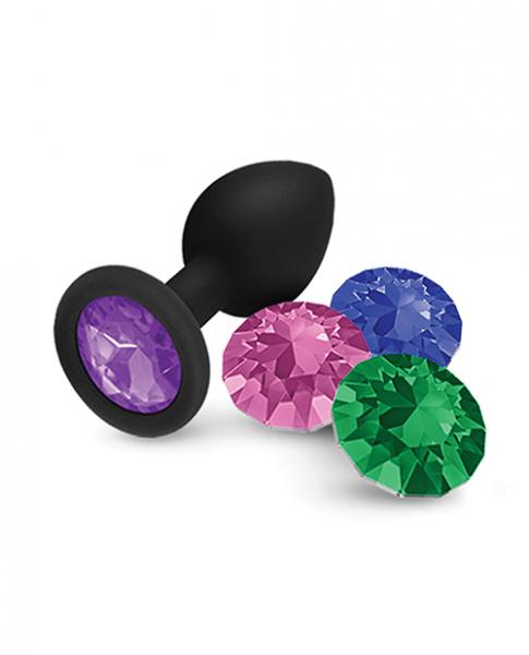 Nobu Fetish Small Silicone Plug W/jewels - Black Sex Toy Product