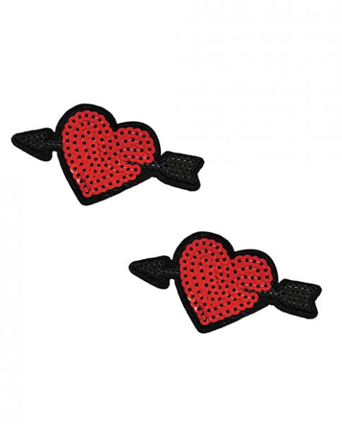 Neva Nude Sequin Arrow Heart Pasties (2 Wears) - Red O/s Sex Toy Product