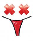 Neva Nude Naughty Knix Vixen Wet Vinyl G-string & Pasties - Red O/s Sex Toy Product
