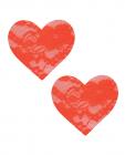 Neva Nude Black Light Lace Heart Pasties - Orange O/s Sex Toy Product