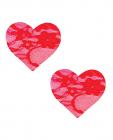 Neva Nude Lace Heart Pasties - Red O/s Sex Toy Product