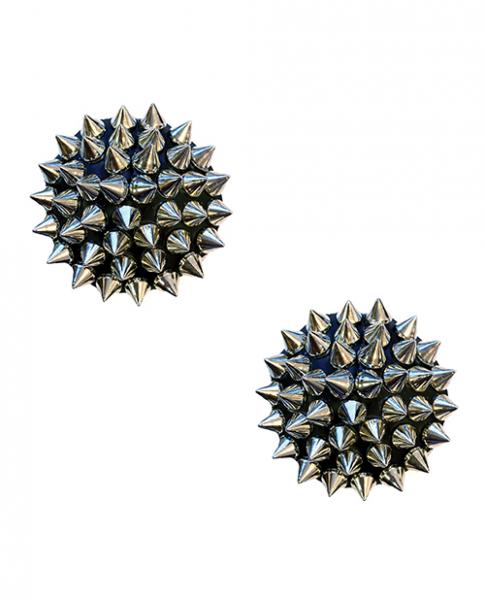 Burlesque Bowser Spike Pleather Reusable Silicone Nipztix - Silver/black O/s Sex Toy Product