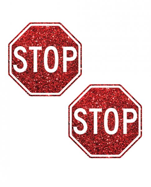 Neva Nude Stop Sign Glitter Pasties - Red O/s Sex Toy Product