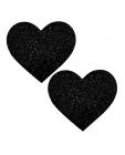 Neva Nude Black Malice Queen Status Glitter Heart Pasties - Black Qn Sex Toy Product