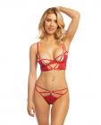 Cherry Strappy Lace Unlined Underwire Bra W/heart Ring Detail & Panty Red Xl Sex Toy Product
