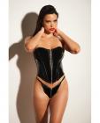 Fetish Rider Vinyl Bustier W/front Zipper & Panty Black Lg Sex Toy Product